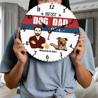 Thumbnail for Personalized Best Dog Dad Ever Wall Wooden Clock, Gift For Dog Lovers AH