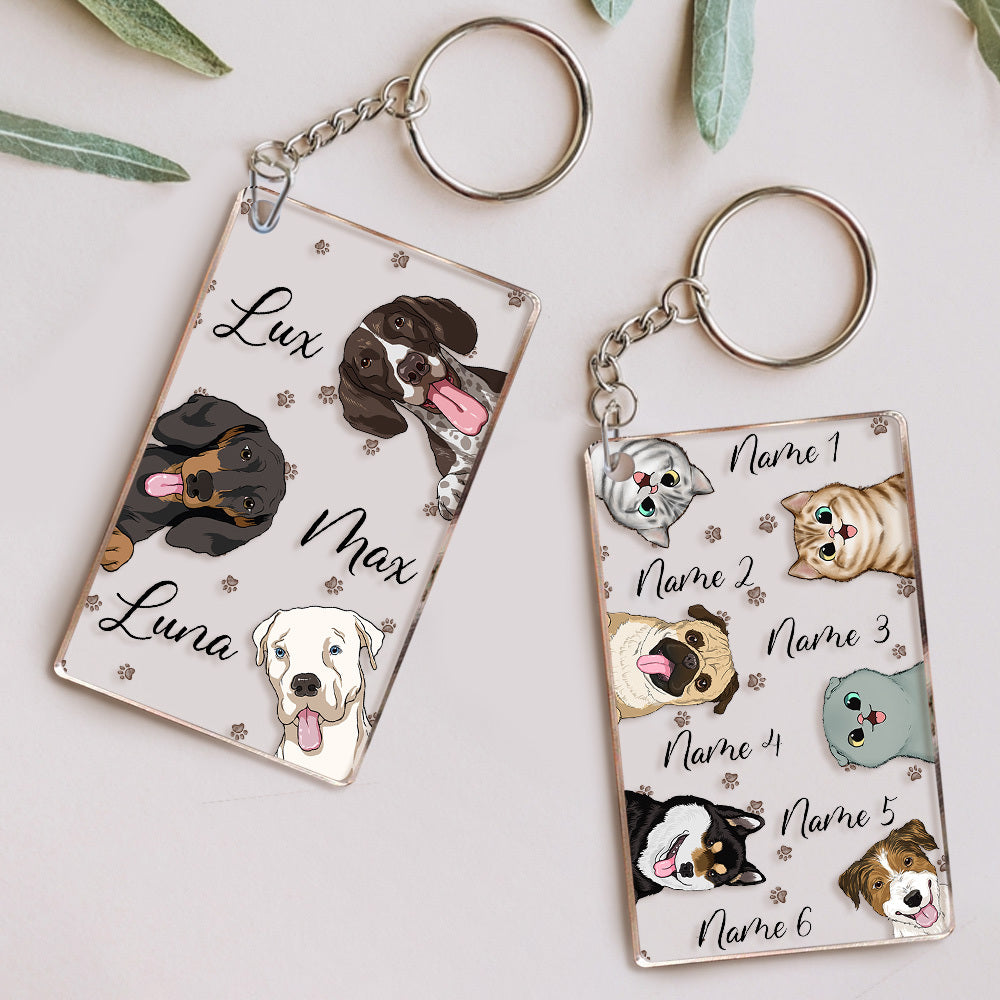 Personalized Cat Dog Acrylic Keychain, Gift For Pet Lovers JonxiFon