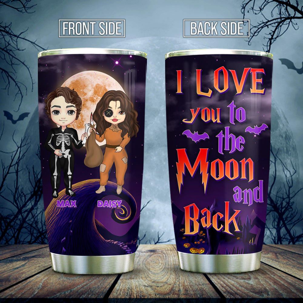Personalized I Love You To The Moon And Back Halloween Couple Tumbler, Love Gift AA