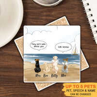 Thumbnail for Personalized Pet Memorial Square Stone Coasters-Dog Cat Loss Gifts-Pet Bereavement Gift-DOG & CAT-Beach AZ