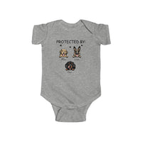 Thumbnail for Protected By Dog Infant Fine Jersey Bodysuit, Dog Lover Gift CustomCat