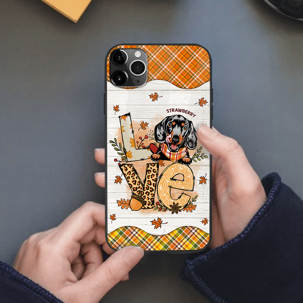 Personalized Dog Mom Love Fall Pattern Phone Case PC - Customized Phone Case AA