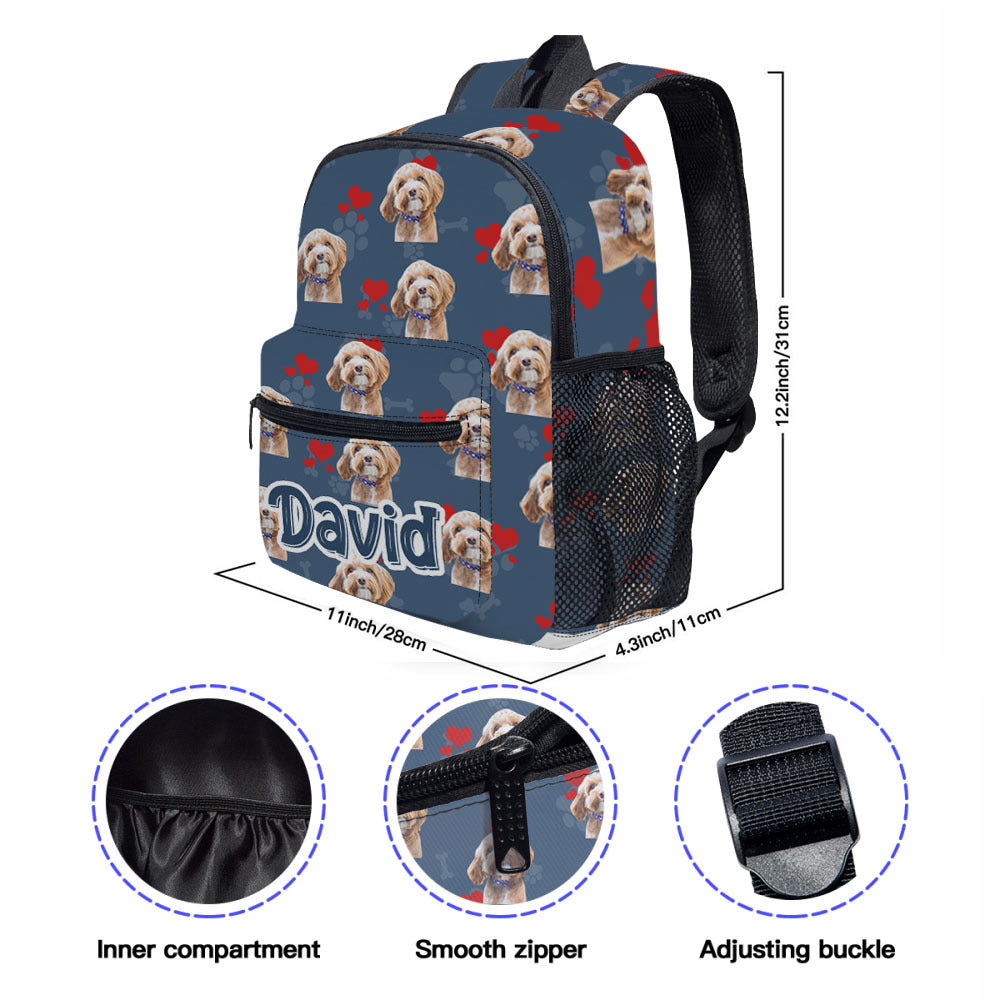 Custom Pet Photo I Go To School With My Dog Kid Backpack, Back-to-school Gift AI