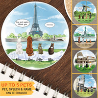 Thumbnail for Personalized Pet Memorial Circle Stone Coasters-Dog Cat Loss Gifts-Pet Bereavement Gift-DOG & CAT-Eiffel Tower AZ