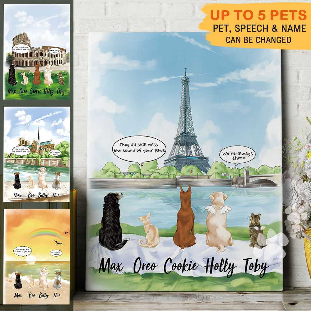 Canvas Eiffel Tower Print - Fluffy Dog & Cat Memorial Gifts JonxiFon