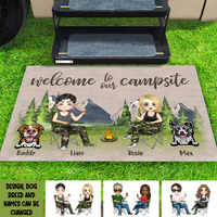 Thumbnail for Personalized Happy Campers Husband Wife And Dogs House Doormat, Gift For Camping Couple AB