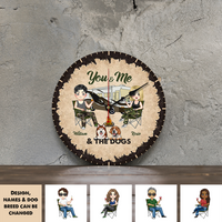 Thumbnail for Personalized Camping Couple And The Dogs Wall Wooden Clock, Gift For Dog Lovers AH