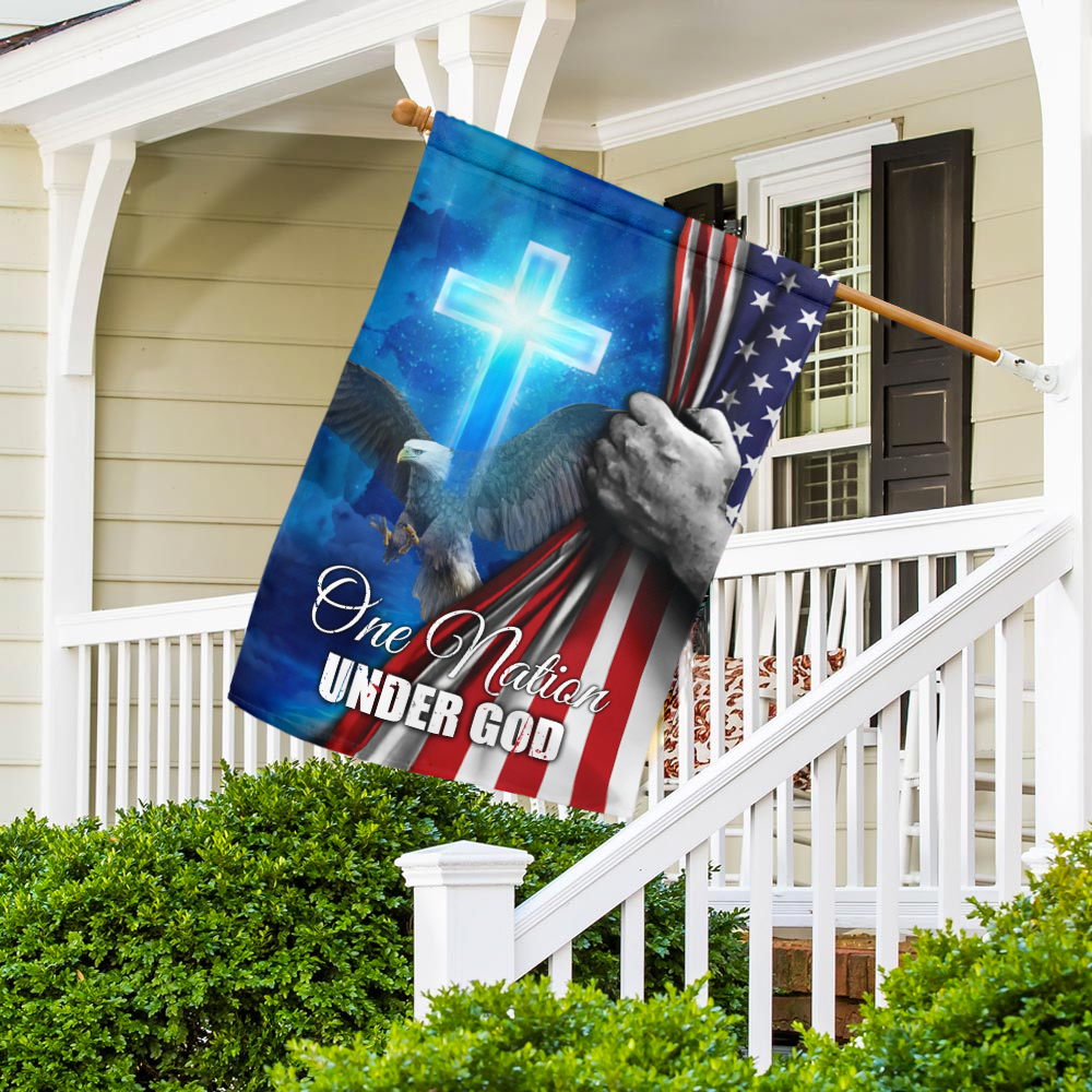 One Nation Under God American Christian Cross Flag AD