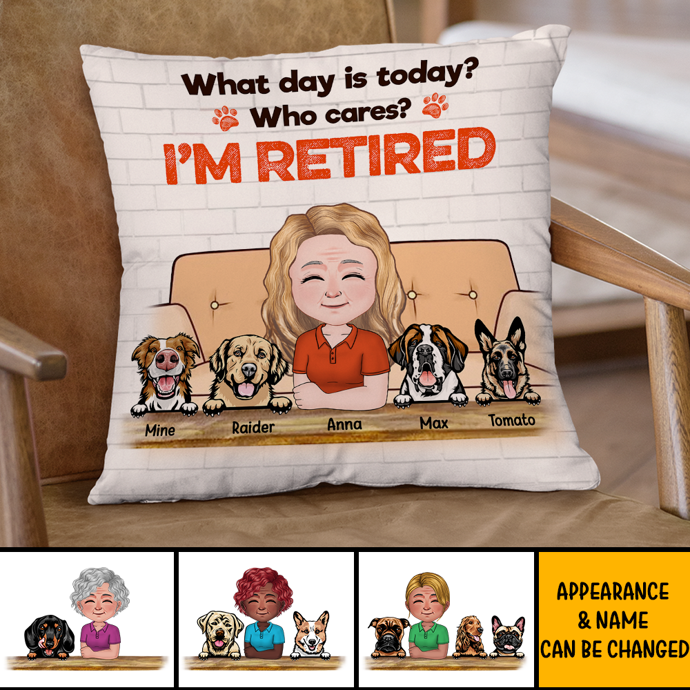 What Day Is Today Retired Dog Mom Pillow, DIY Dog Gift AD