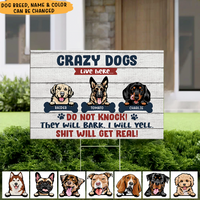 Thumbnail for Crazy dogs Live Here Personalized Lawn Sign With Stake For Dog Lovers AN
