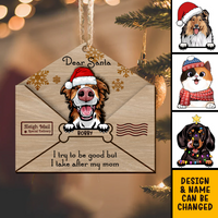 Thumbnail for Letter To Santa I Tried To Be Good But I Take After My Mom 2 Layered Wood Christmas Ornament, Dog Lover Gifts AE