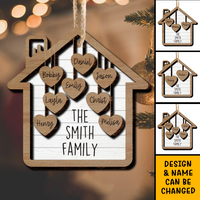 Thumbnail for Together We Make A Family House 2 Layered Wood Custom Shape Christmas Ornament AE