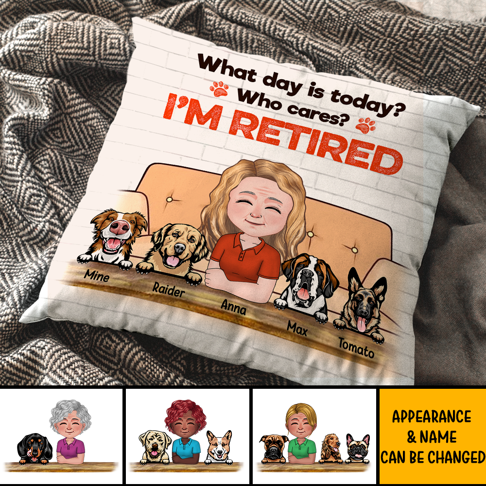 What Day Is Today Retired Dog Mom Pillow, DIY Dog Gift AD