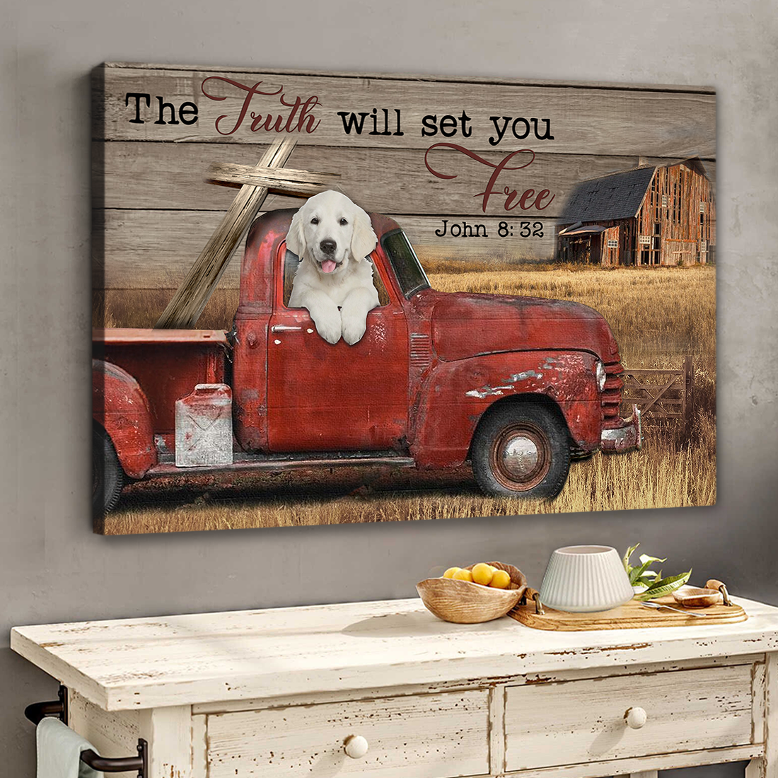 The Truth Will Set You Free Golden Retriever Canvas Wall Art - For Pet Lover AK