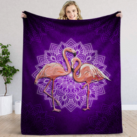 Thumbnail for Purple Mandala Flamingo Blanket - Flamingo Lovers Gift, Animal Lover Gift, Bird Lover Gift AB
