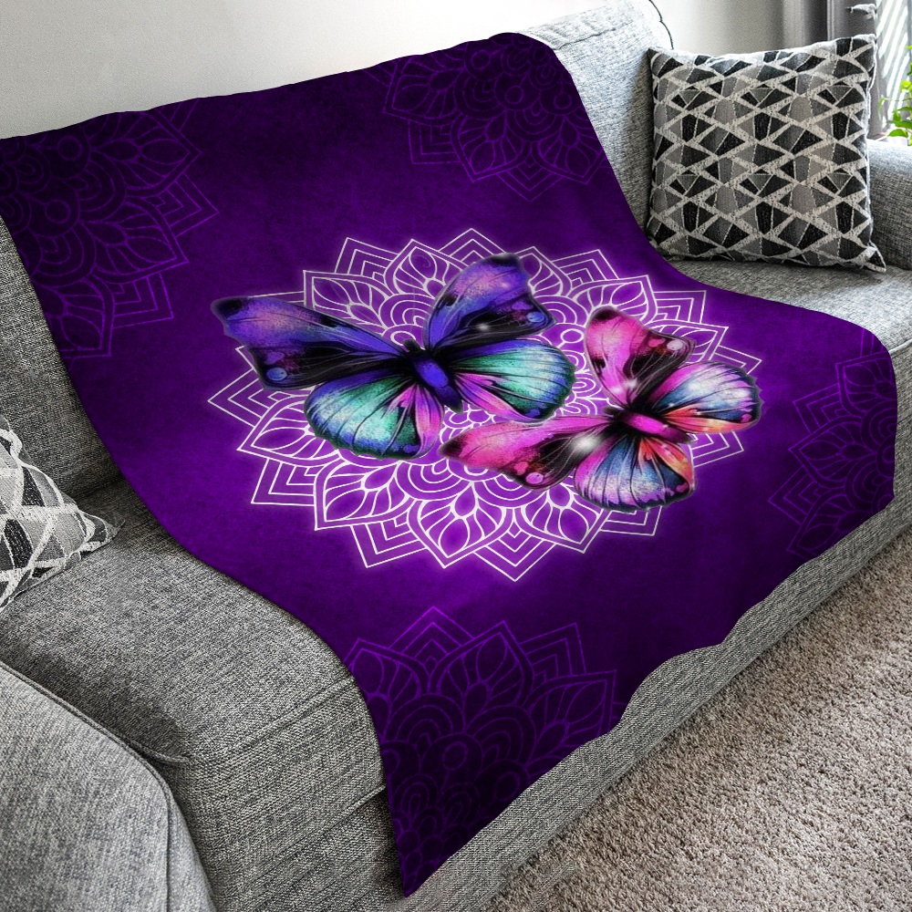Purple Mandala Butterfly Blanket - Butterfly Lovers Gift, Animal Lover Gift AB