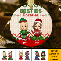 Thumbnail for Besties Friends Forever Christmas Personalized Ornament, Customized Holiday Ornament AE