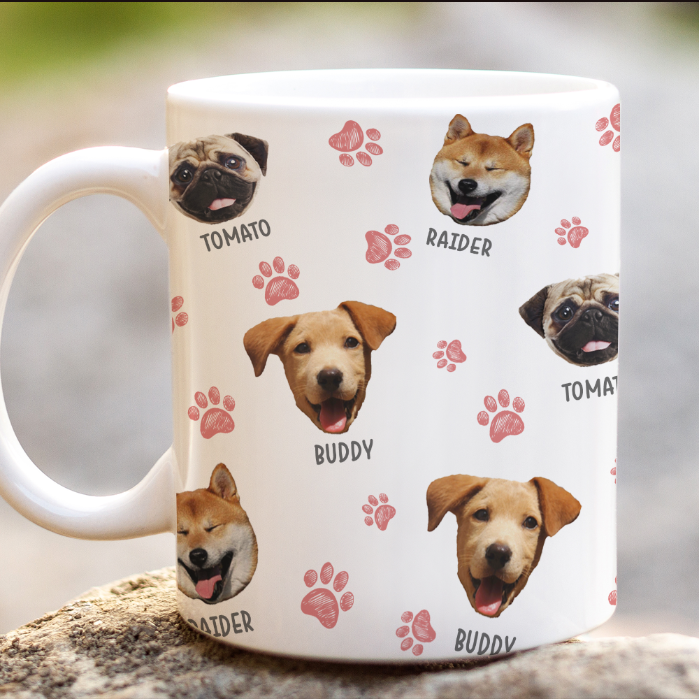 Dog Face Mix Paw Coffee Mug, Dog Lover Gift AO