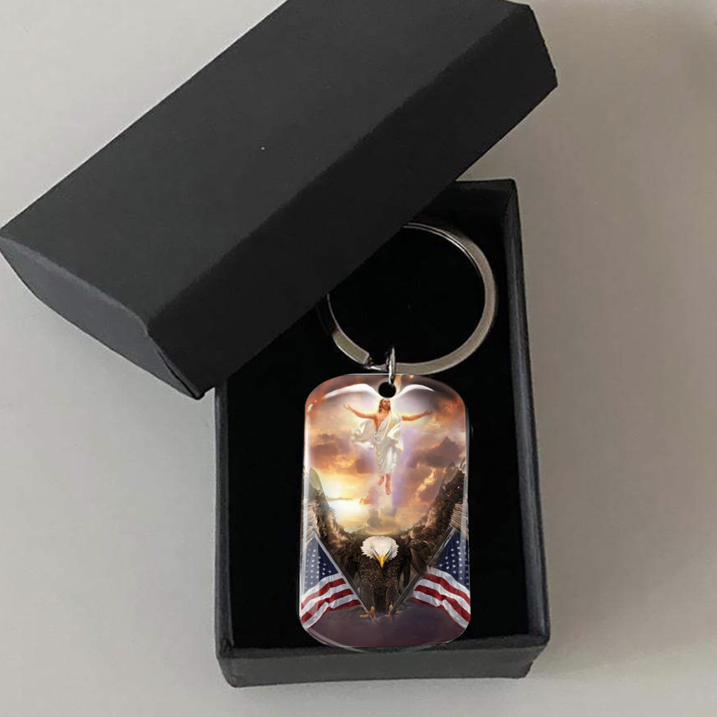 Never Forget We Are One Nation Under God America- Personalized God America Keychain, Amera Gift, Independence Day Gift AA