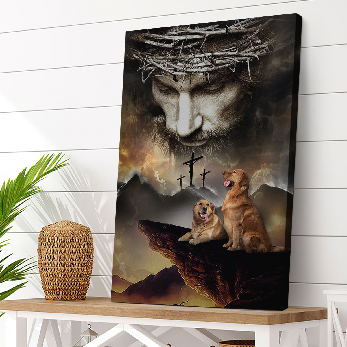 God Is Always With Us Golden Retriever - Gift For Dog Lover, Gift For Golden Retriever Lover, For Religion Canvas AK