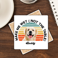 Thumbnail for Make Me Wet Pet Photo Square Stone Coaster AZ