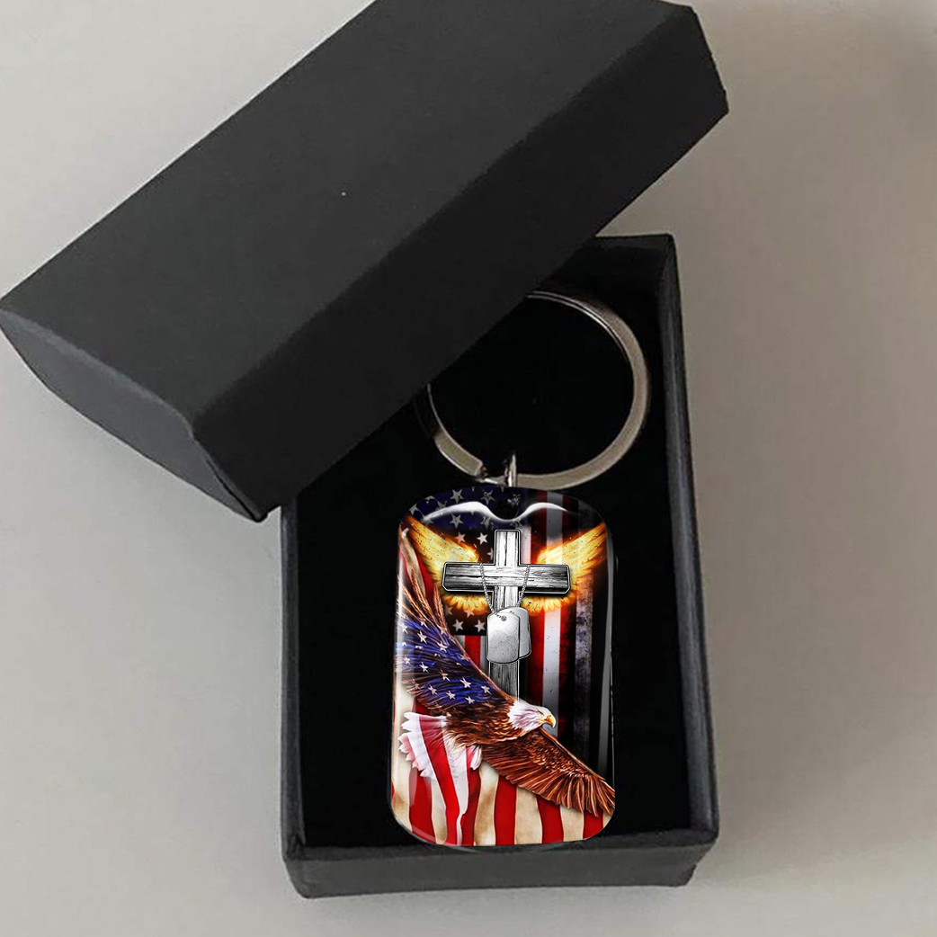 Happy US Independence Day- Personalized God America Keychain, Independence Day Gift AA