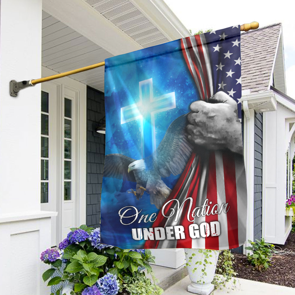 One Nation Under God American Christian Cross Flag AD