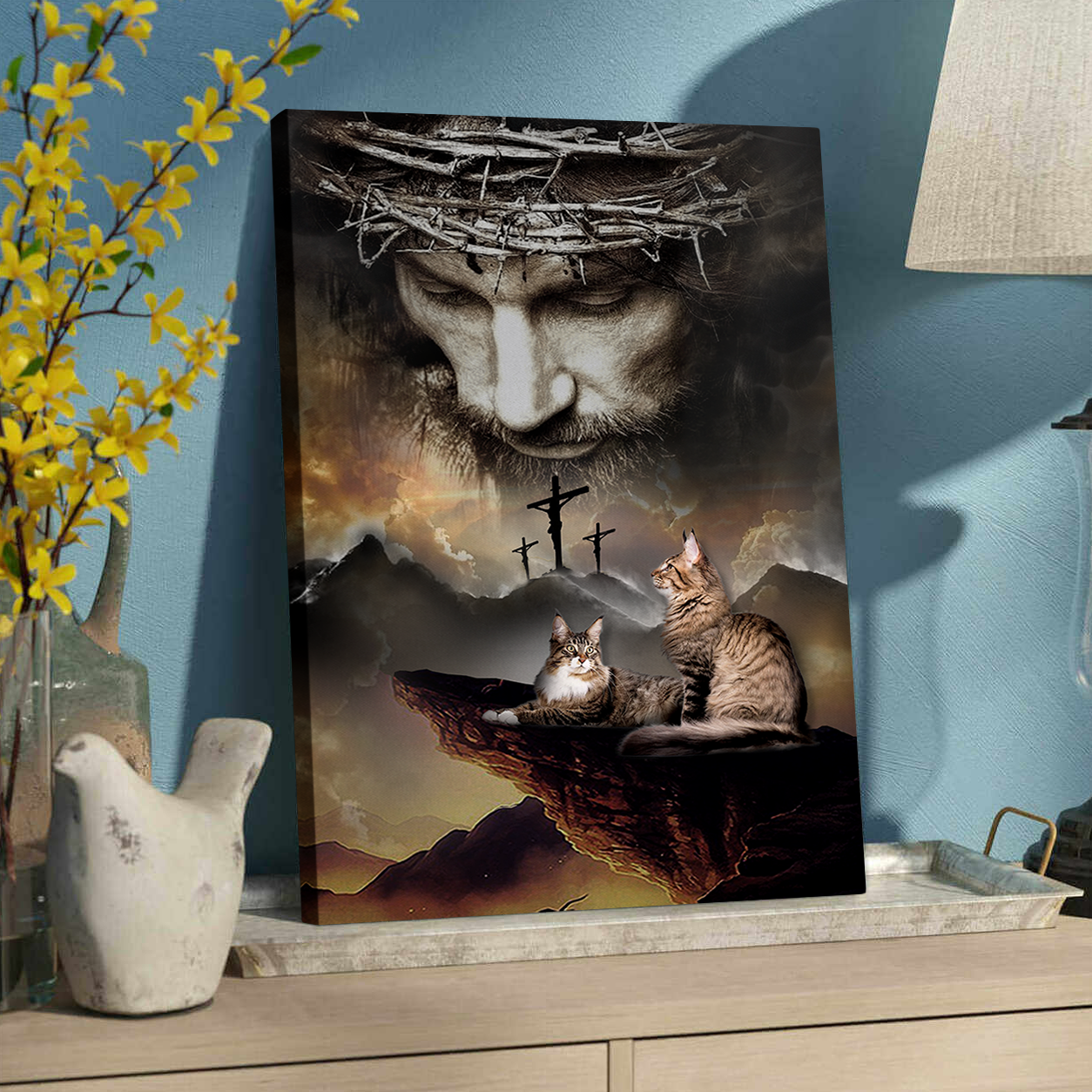 God Is Always With Us Cat - Gift For Cat Lover, Gift For Pet Lover, For Religion Canvas AK