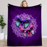 Thumbnail for Purple Mandala Butterfly Blanket - Butterfly Lovers Gift, Animal Lover Gift AB