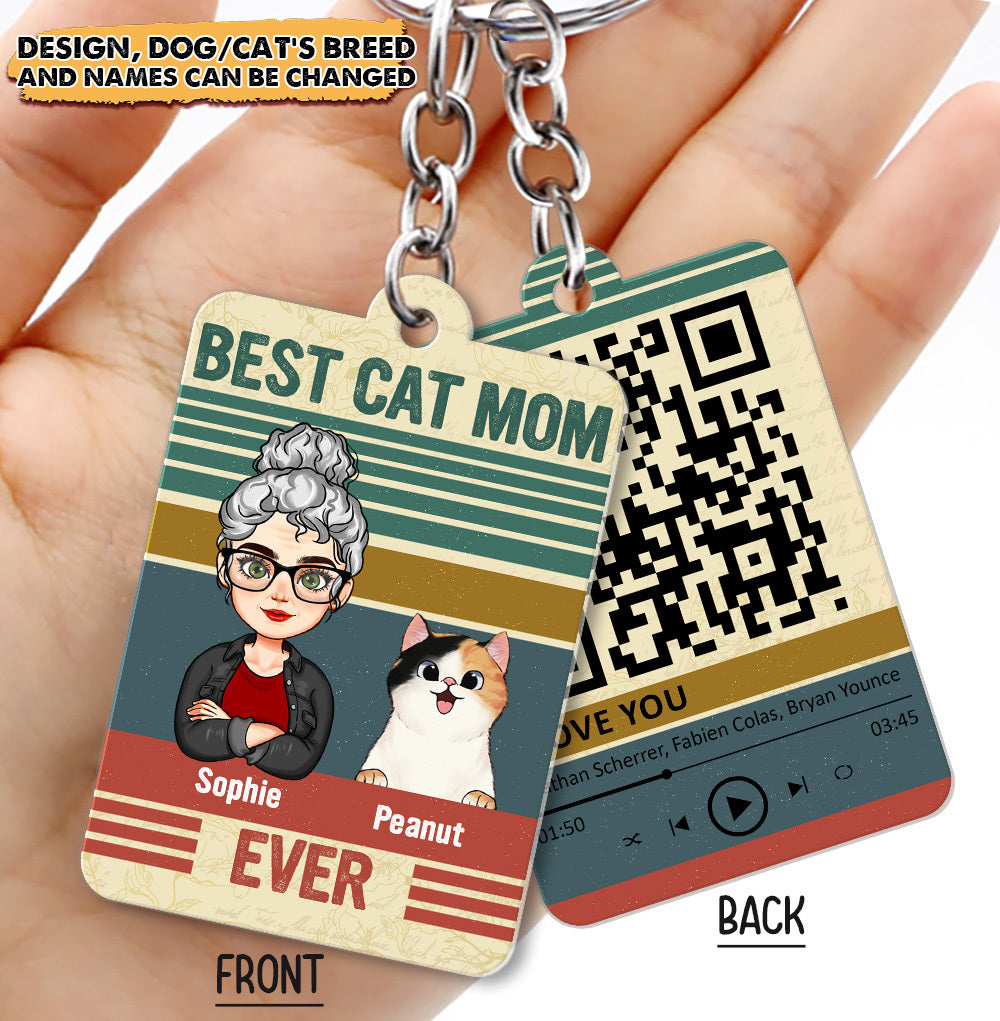 Personalized Best Dog Cat Mom Ever Acrylic Keychain, Gift For Pet Lovers JonxiFon