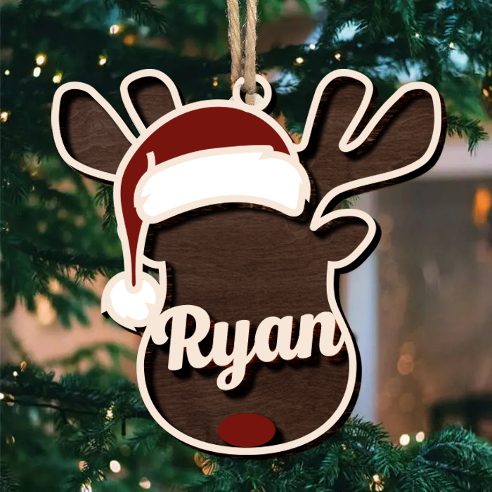 Reindeer Christmas - Personalized Shaped Ornament - Christmas Gift AE