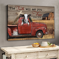 Thumbnail for The Truth Will Set You Free Cow Canvas Wall Art - For Cow Lover ,For Animal Lover, For Religion AK