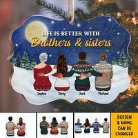 Thumbnail for Life Is Better With Brothers & Sisters Benelux Shaped Wood Christmas Ornament AE