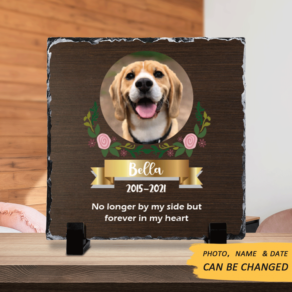 Forever in My Heart Pet Memrial Slate Photo - Dog Cat Loss Gifts AZ