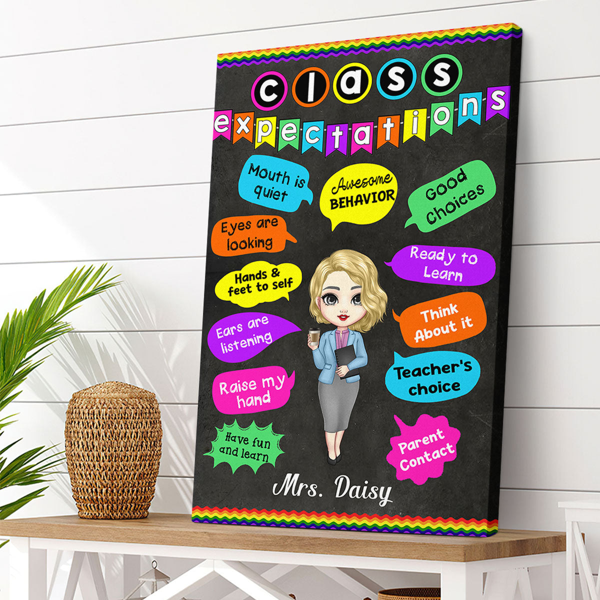 Class Expectations Teacher Poster/Canvas, Classroom Decor CustomCat