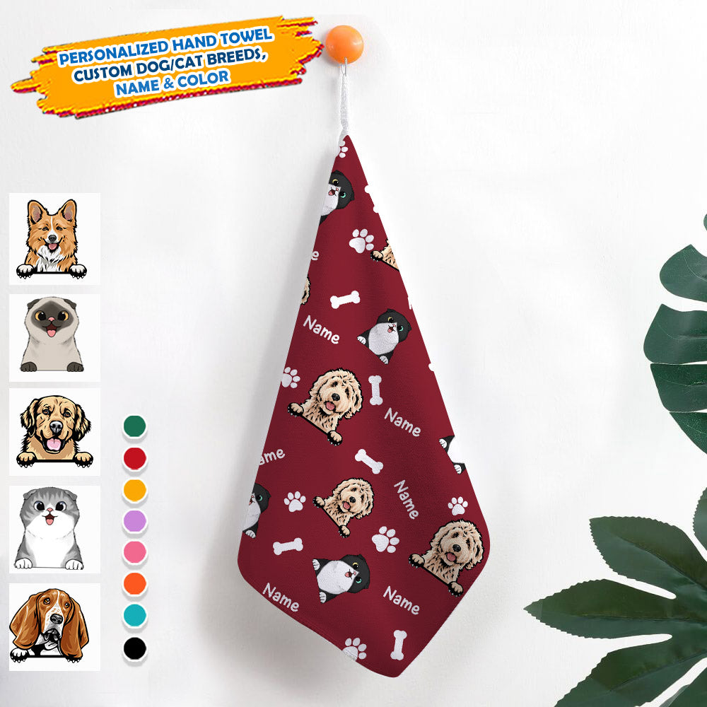 Custom Dog Pattern Hand Towel, Pet Lover Gift JonxiFon