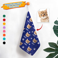 Thumbnail for Custom Dog Cat Photo With Name Hand Towel, Pet Lover Gift JonxiFon
