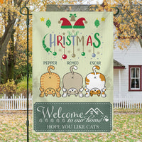 Thumbnail for Welcome To Our Home- Personalized Christmas Garden Cat Flag AD