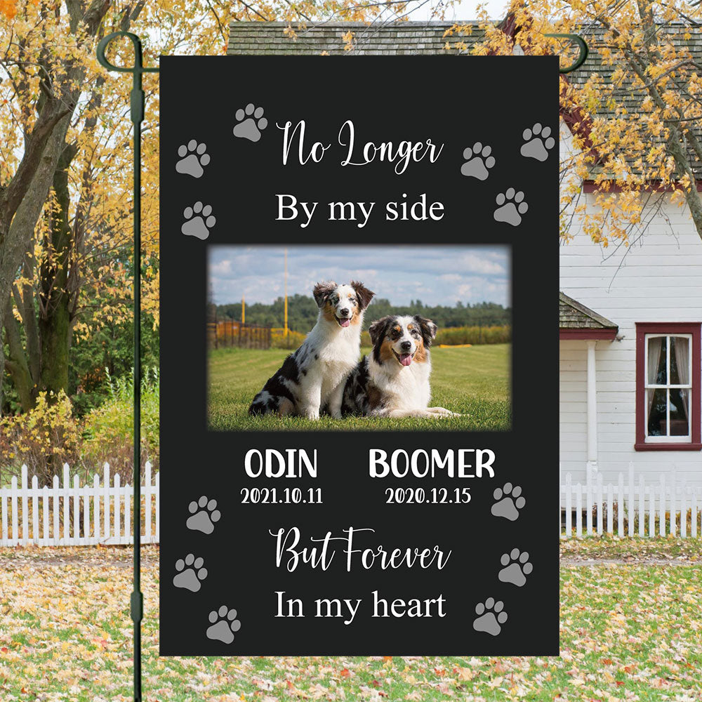 Gift For Loss Of A Pet-No Longer by my side-Personalized Custom Pet Photo Memorial Garden Flag AD