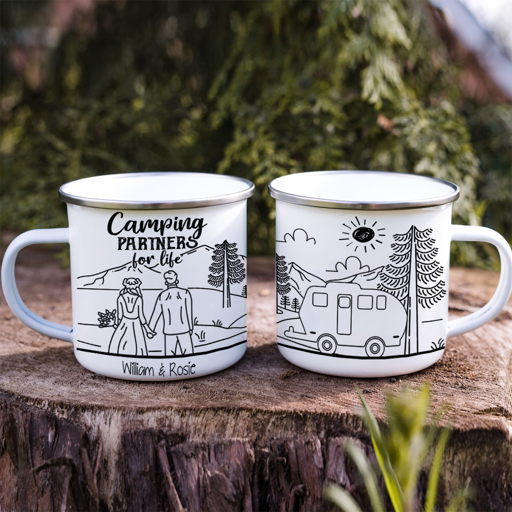 Custom Husband & Wife Campfire Mug, Gift For Camper, RV Camp AA