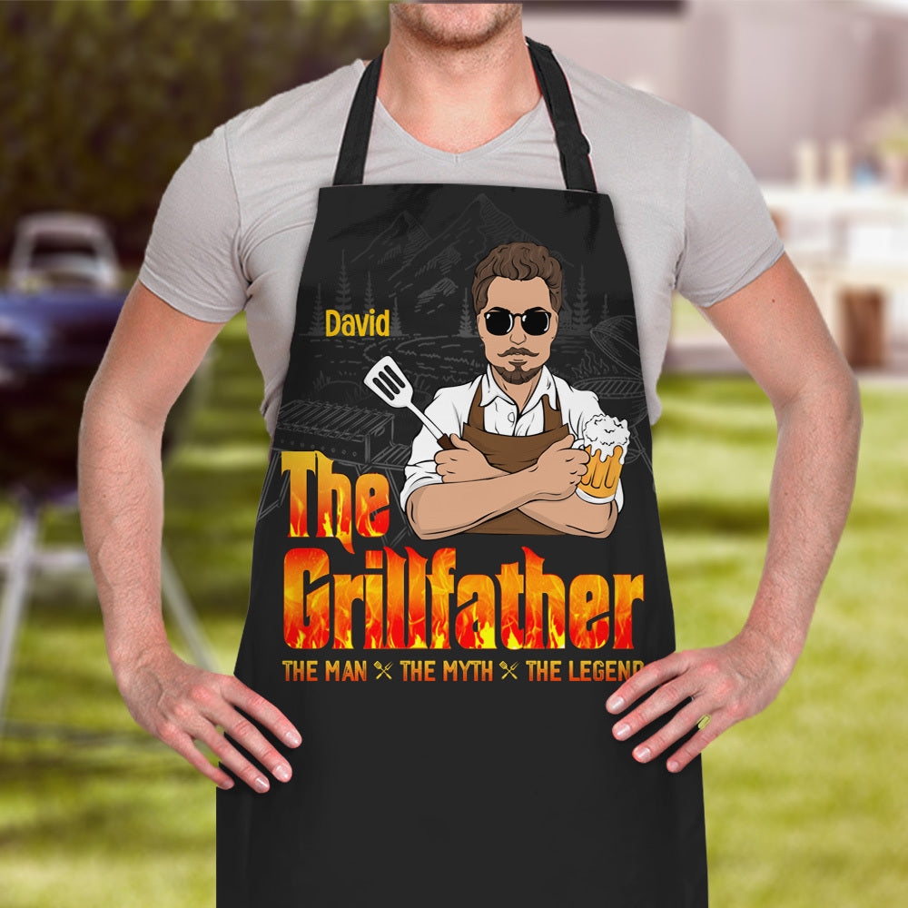 Custom The Grillfather Cooking Dad Apron, Gift For Dad AI