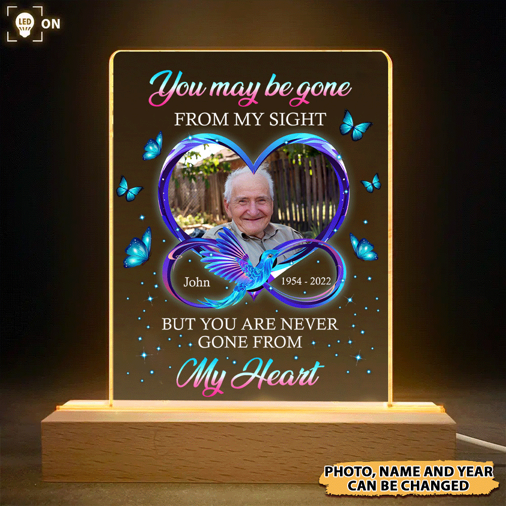 Personalized You Maybe Gone From My Sight Memorial 3D LED Light With Wooden Stand JonxiFon
