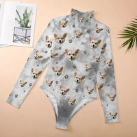 Thumbnail for Custom Dog Cat Photo Tie Dye Pattern Sexy Long Sleeve Bodysuit, Dog Cat Lover Gifts JonxiFon