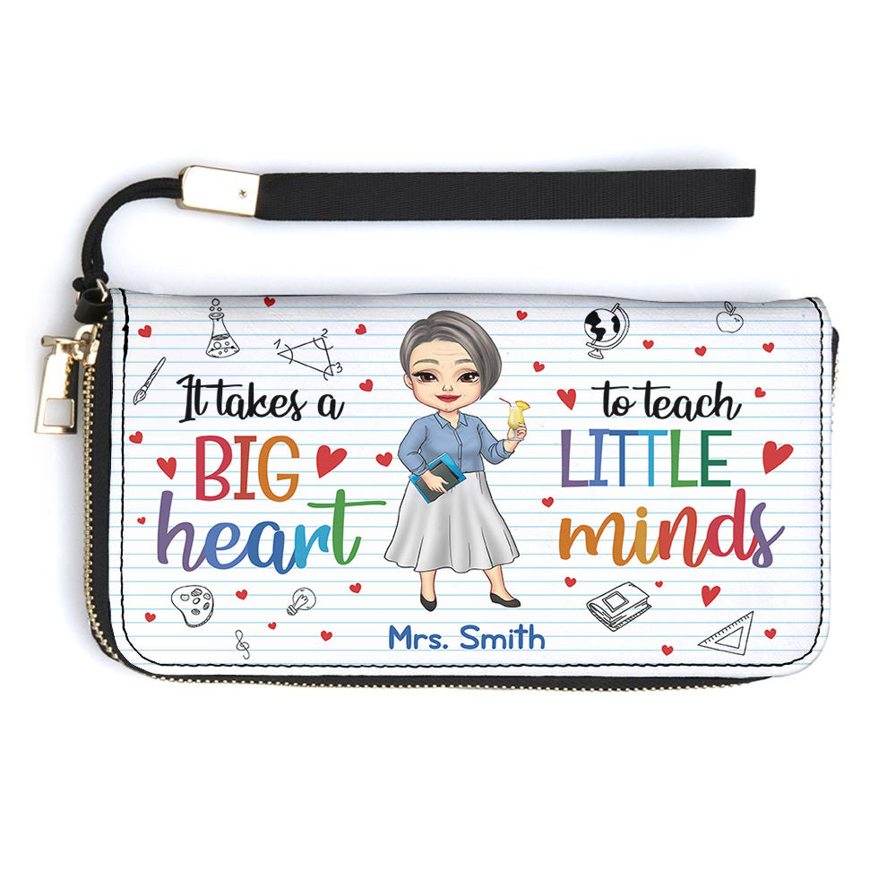 Personalized Big Heart To Teach Little Minds Clutch Long Wallet, Gift For Teacher JonxiFon