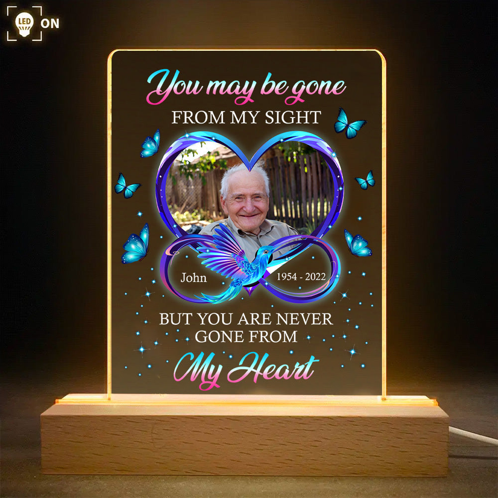 Personalized You Maybe Gone From My Sight Memorial 3D LED Light With Wooden Stand JonxiFon