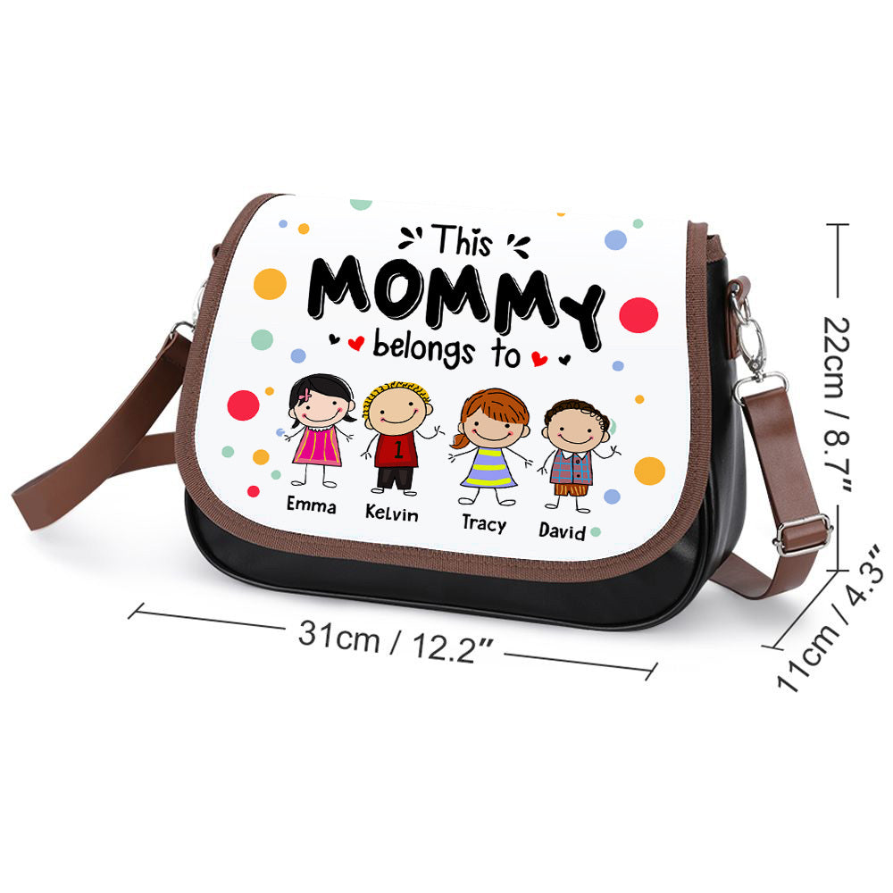 Personalized Mommy Belongs To Kids Colorful Leather Long Handbag JonxiFon