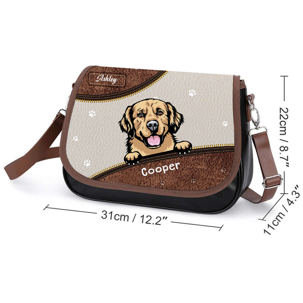 Personalized Face Dog Cat Pattern Leather Handbag, Gift For Dog Lover JonxiFon