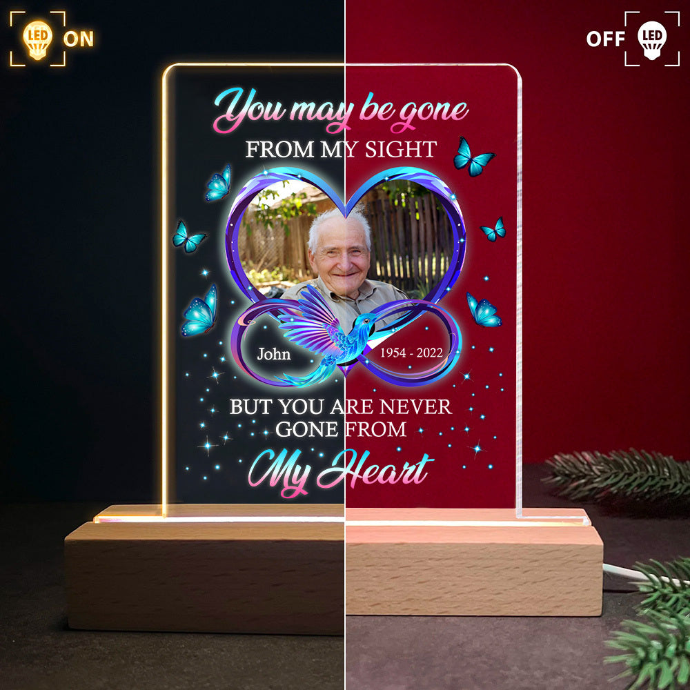 Personalized You Maybe Gone From My Sight Memorial 3D LED Light With Wooden Stand JonxiFon