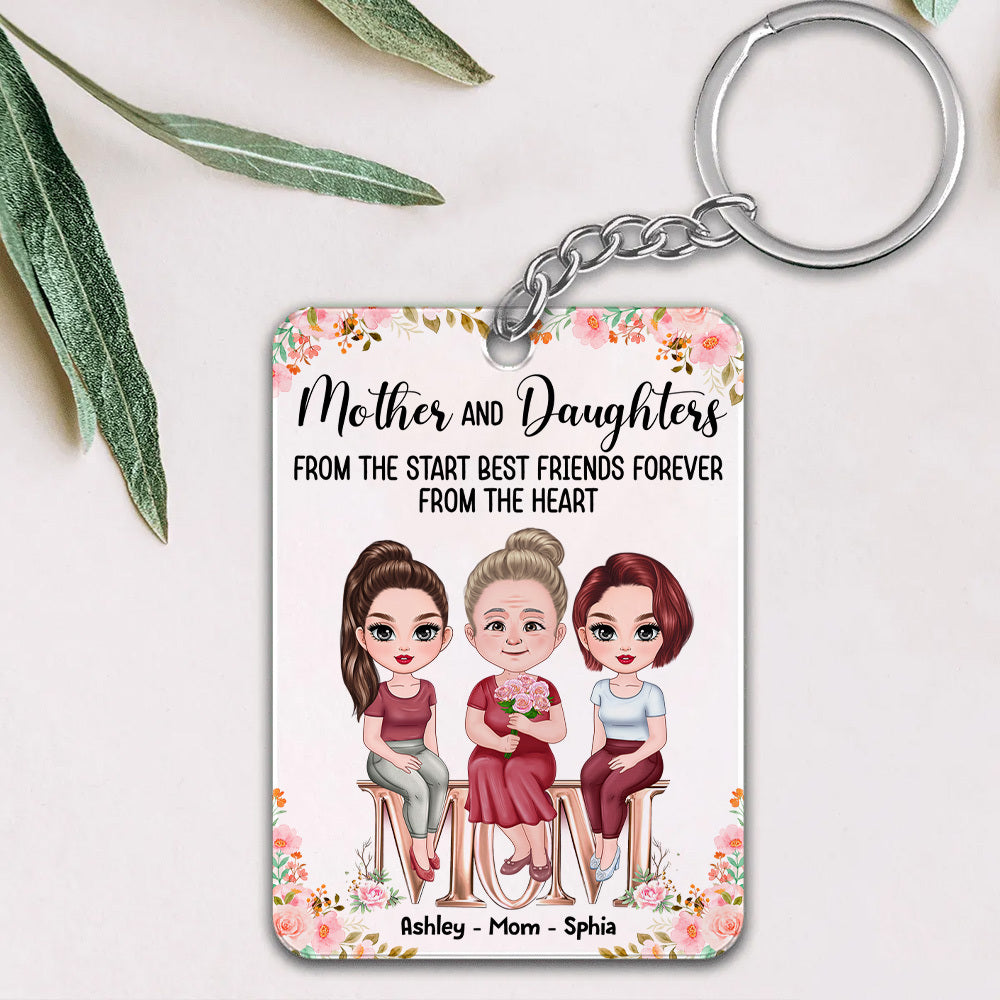 Personalized Mother And Daughters Best Friends From The Heart Acrylic Keychain, Gift For Mom JonxiFon