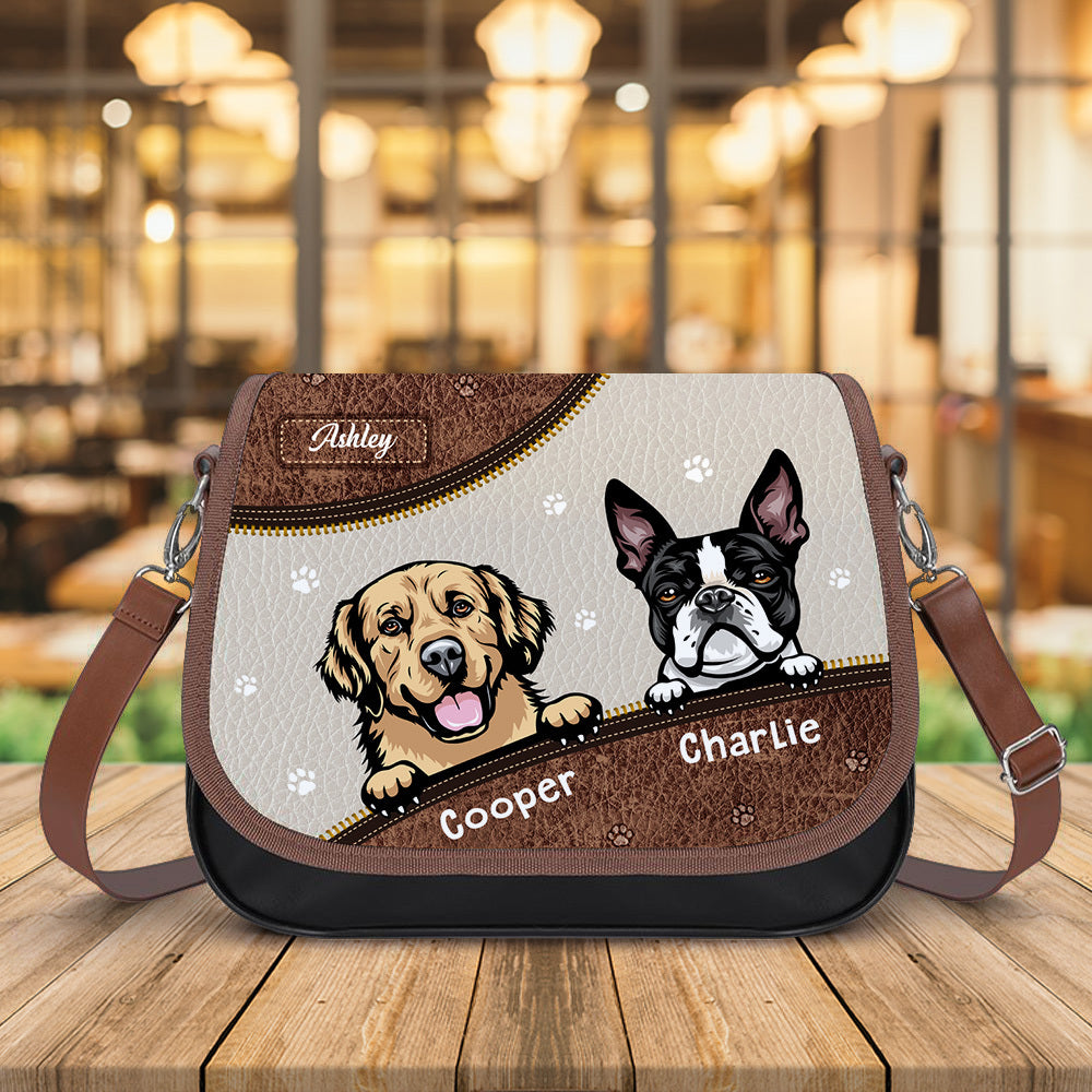Personalized Face Dog Cat Pattern Leather Handbag, Gift For Dog Lover JonxiFon